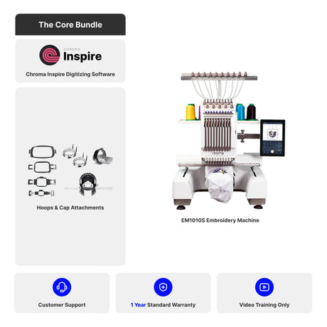 EM Series 10 Needle Embroidery Machine for Beginners with 10.1" Touchscreen Panel