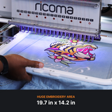 Large embroidery area on the Marquee 2001 embroidery machine