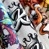 Colorful and abstract designs on gang sheets